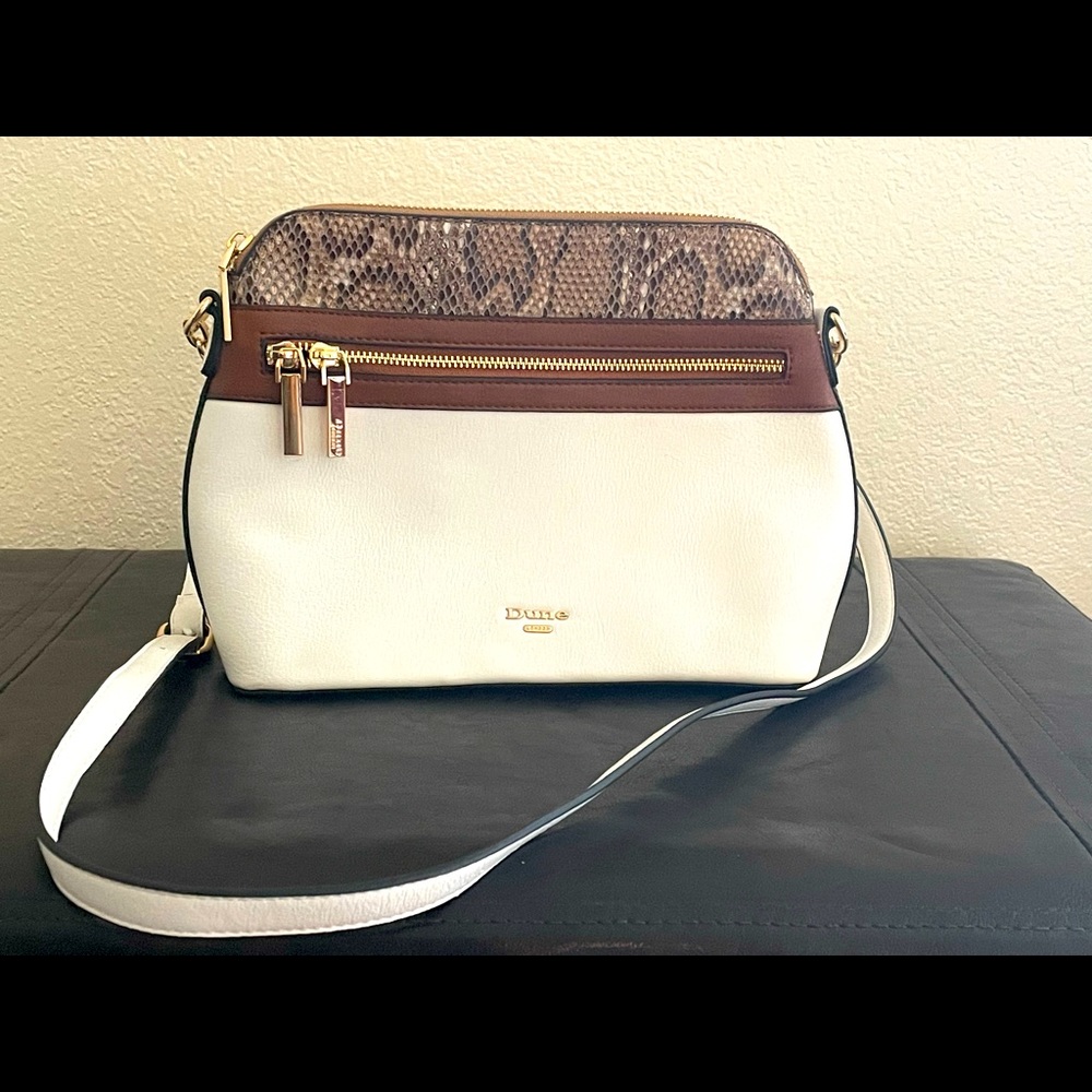Dune shoulder bag - white and brown